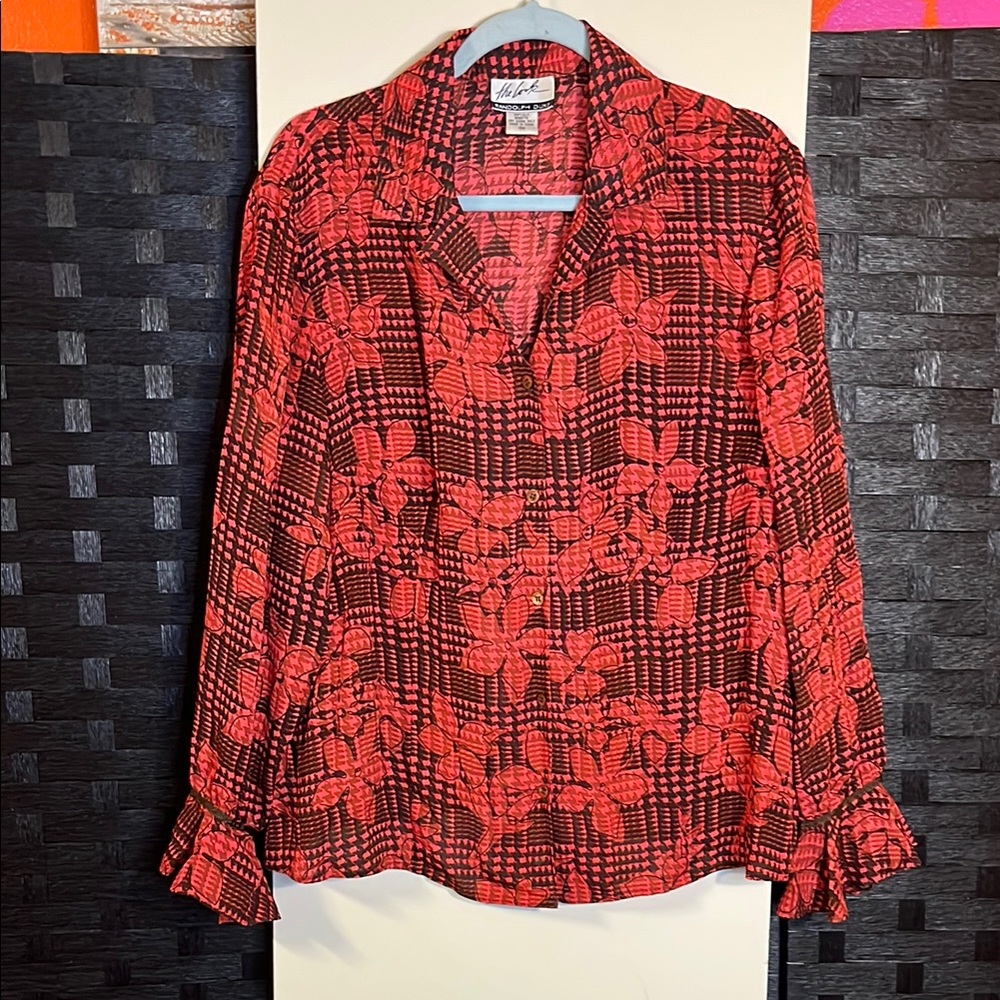 Randolph Duke Vintage Red Floral Top